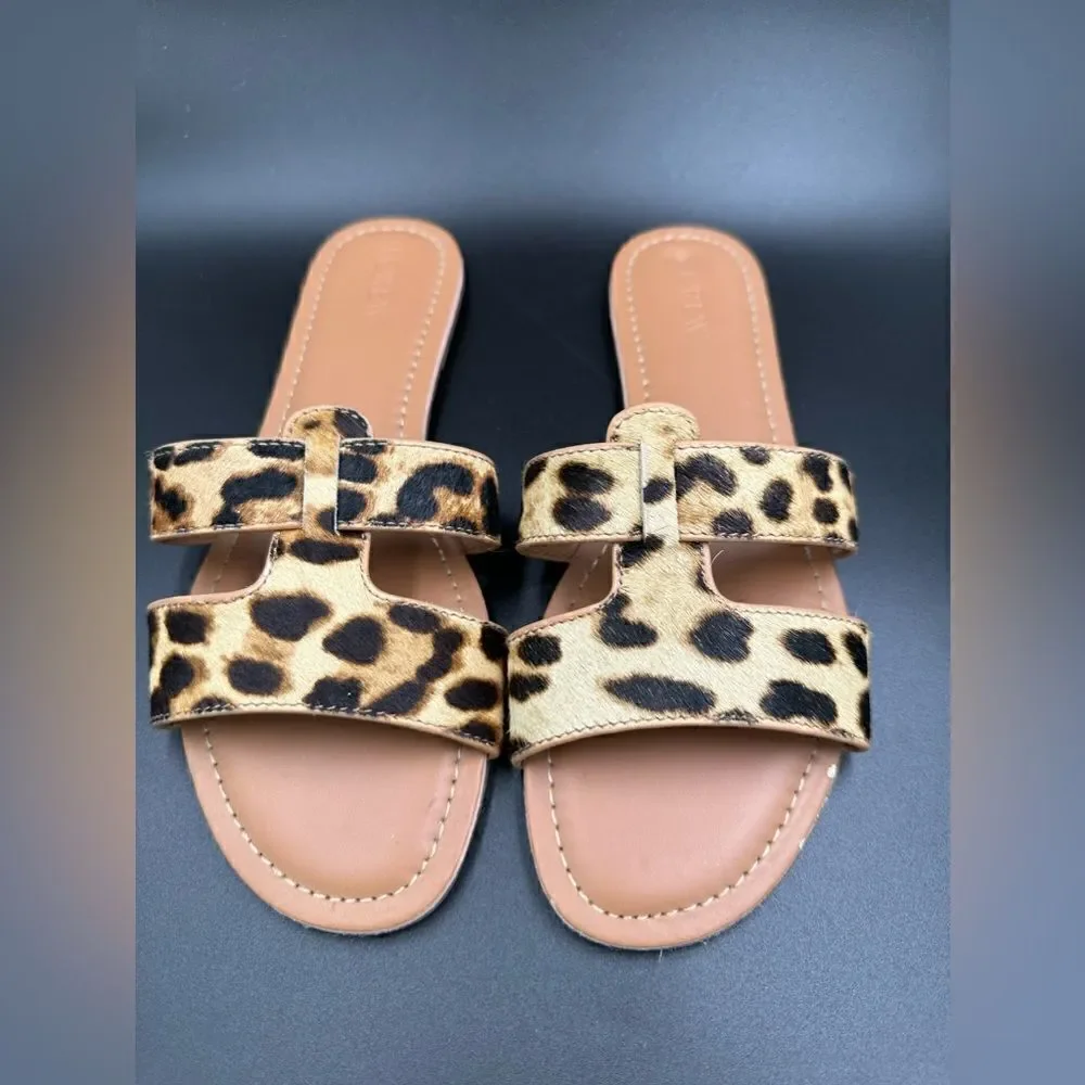 J. Crew Leopard hair-calf flats EUC slip on, easy summer style size 7 M - Picture 1 of 7